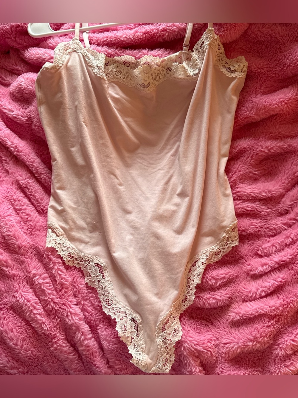 SKIMS Blush Pink Lace-Trim Bodysuit